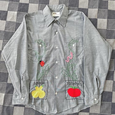 70s embroidered chambray shirt 