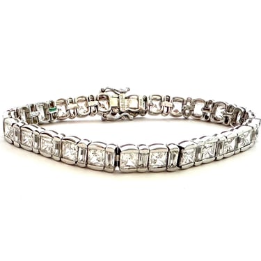 Vintage Art Deco Tennis Bracelet 925 Sterling Silver Sparkly Minimalist Jewelry 