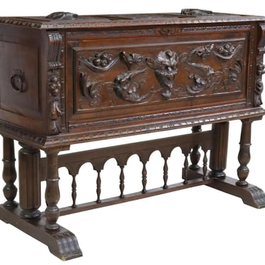 Antique Chest, Carved, on Stand, Spanish Renaissance Revival, Early 1900s!!