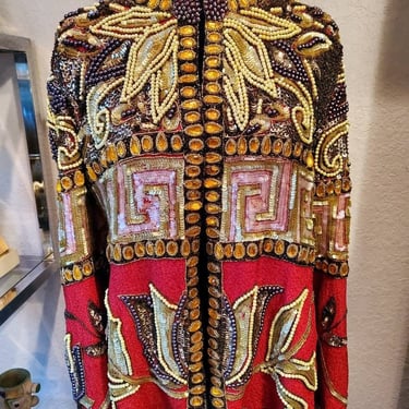 Vintage silk and beaded long tunic jacket by Monika 
