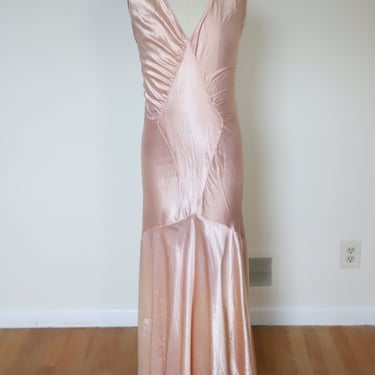 1920s Liquid Satin Snap Bias Cut Dress