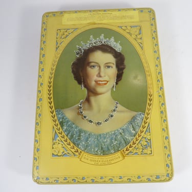 Vintage Queen Elizabeth II Coronation Tin June 1953 Candy Tin -  Queen Elizabeth Coronation Tin 