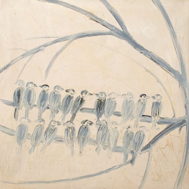 Hunt Slonem "Java Rice Birds" Oil on Canvas, 1993