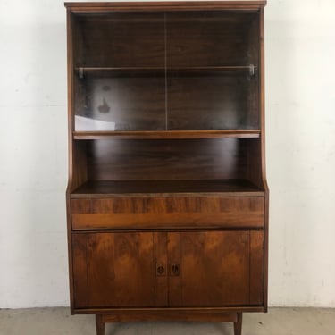 Mid Century Compact China Cabinet with Glass Doors