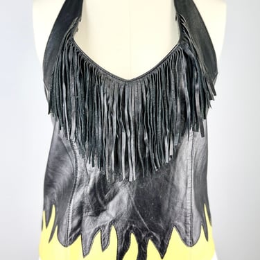 Buckskin Fringe n' Flames Leather Halter Top