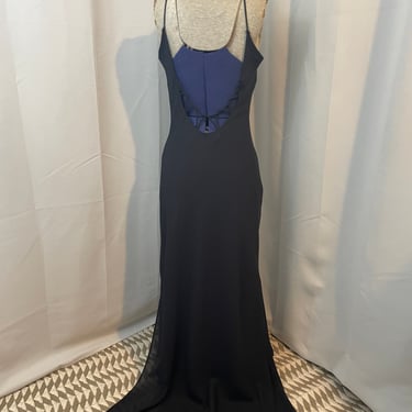 90s Vintage Gown Dress Black minimalist bias cut slim formal M 