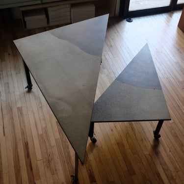 Granite and Iron Desk and Coffee Table by Rei Kawakubo for Comme Des Garcon by Pallucco c.1985 (sold separately)