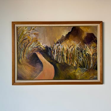 1990's Ana Gutierrez Impressionist  Landscape Painting, Framed 