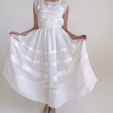 1950's White Organza Dress
