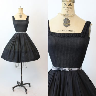 1950s JERRY GILDEN eyelet cotton dress xs | new fall winter 