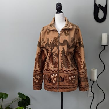 Tradition Country Collection Brown Zip Fleece Sweater 
