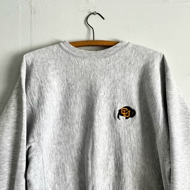 Vintage 90s Champion Colorado University Boulder Buffs Embroidered Reverse Weave Sweatshirt Size L 