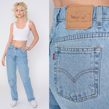 Levis 512 Jeans 90s Slim Fit Mom Jeans Tapered High Rise Waisted Levi Jeans Blue Denim Pants Retro 512s Vintage 1990s Small 6 Reg 
