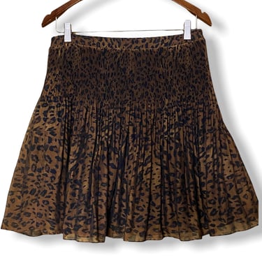 Vintage Pleated Skirt by Cache Leopard Print Stretchy Lightweight Skirt Size Large 