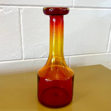 Vintage Mid Century Amberina Glass Vase In The Style of Blenko 