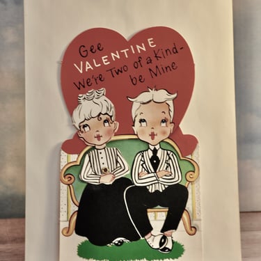 Vintage 1950s Valentine Card With Envelope New Old Stock Large Die Cut Mechanical Cute Couple On Loveseat Collectible Paper Craft Ephemera 