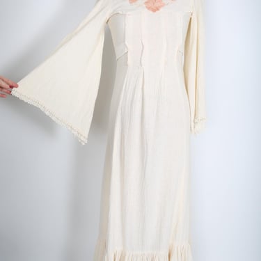 Vintage Dress Creme Cottagecore Dress Maxi Dress - Gunne Sax Style 
