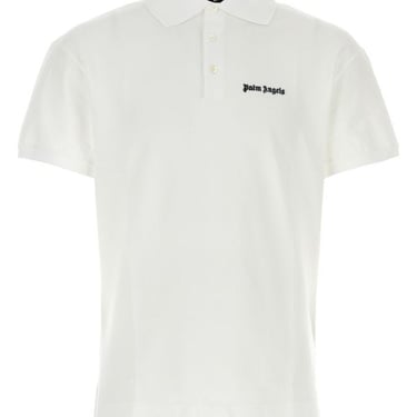 Palm Angels Man White Piquet Polo Shirt