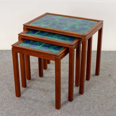 Teak & Tile Mid-Century Nesting Tables - (325-011) 