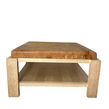 Limited Edition Oak and Vintage Leather Top Coffee Table