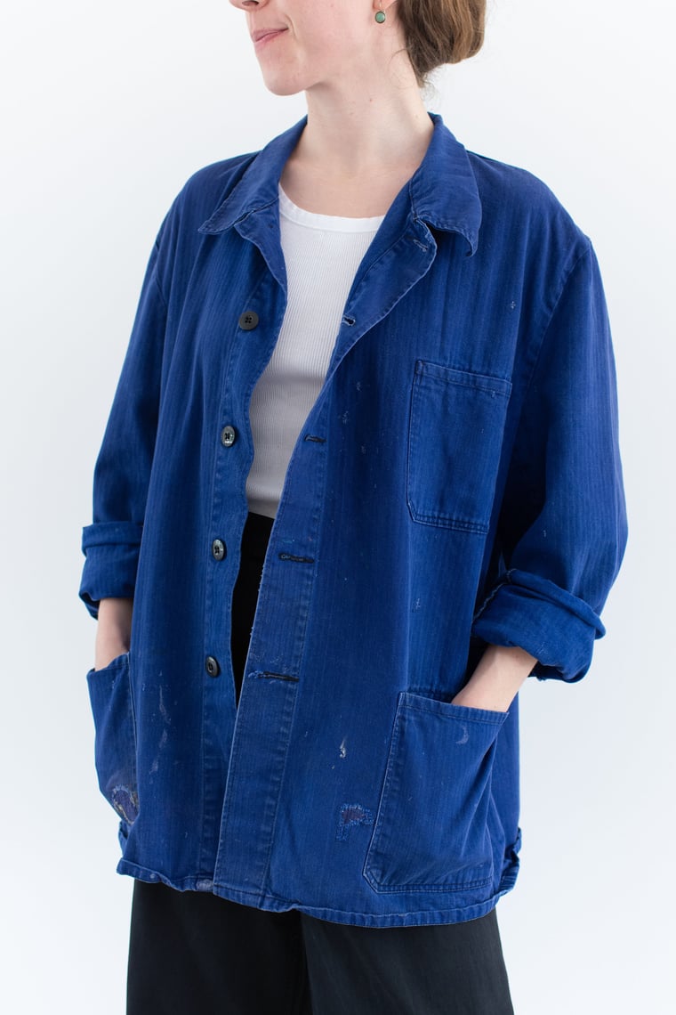 Vintage Klein Blue Chore Jacket | Unisex Herringbone Twill Cotton ...
