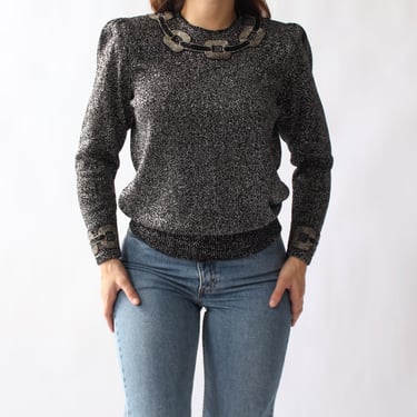 Vintage Shimmery Beaded Sweater