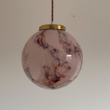 Vintage pink glass pendant lamp / Art Deco / Ceiling lamp / Vintage lamp from the 1940s / Pink mid-century lamp / Rare pink lamp / 1940s 