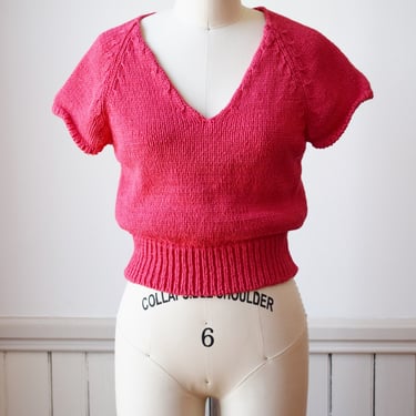Vintage Watermelon Pink Knit Top | S 