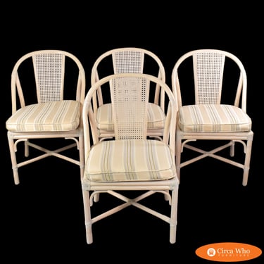 Set of 4 McGuire Cane Dining Chairs