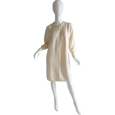 The Scotch House Cashmere Ivory Sweater Dress / Vintage Made In Scotland Pure Cashmere Dress L XL 