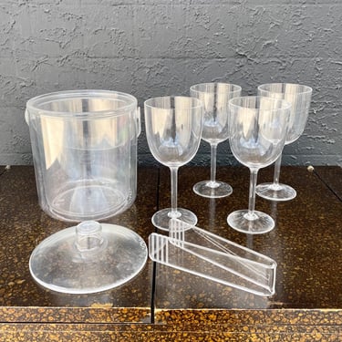 Acrylic Ice Bucket & Wine Glass Set