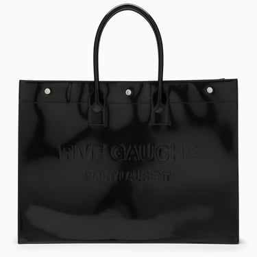 Saint Laurent Large Rive Gauche Black Patent Leather Bag Men