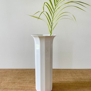 Vintage Rosenthal Studio-Linie Vase Germany - White Cylinder Polygon Style 