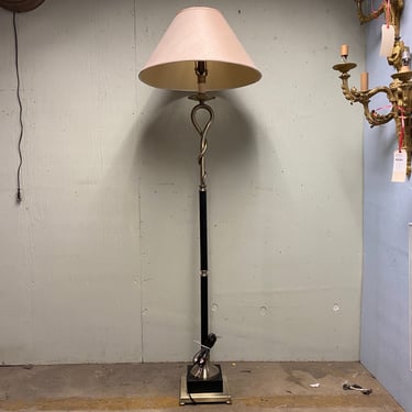 Quality Brass and Leather Floor Lamp with Shade