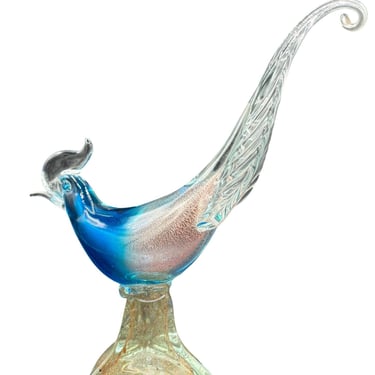 Mide-century Murano Pheasant Art Glass Sculpture attributed to Barovier & Toso 