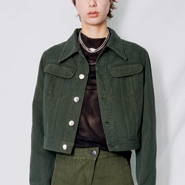 Green Denim Crop Jacket