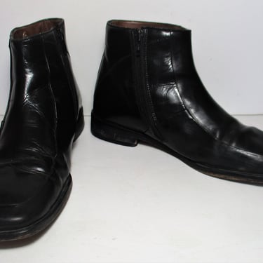 Vintage 1980s Stacy Adams Black Leather Ankle Boots, size 7M men, Vintage Shoes 
