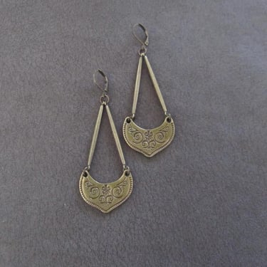 Long bronze earrings, mid century modern earrings 2 