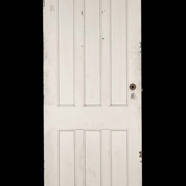 Vintage 6 Pane White Painted Wood Passage Door 80 x 29.875