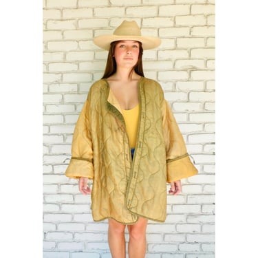 Sol Liner Jacket // vintage army orange yellow gold military boho hippie oversize dress coat blouse 70s 1970s hippy // O/S 