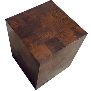 Milo Baughman Burl Walnut Patchwork Side/End Table, 1970