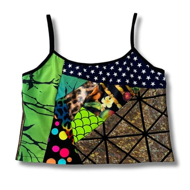 colorful 'all-over reroll' cropped tank top (s)