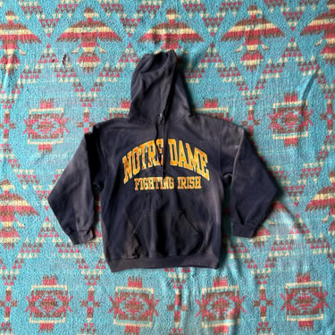 Vintage 1980s Thrashed Notre Dame Hooded Sweatshirt 