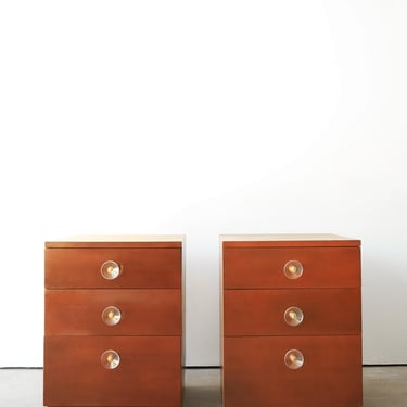 Rare 1940s (1942) Gilbert Rohde for Herman Miller #4246 Paldao wood nightstands pair 