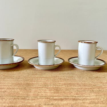 Dansk Brown Mist Flat Demitasse Cups & Saucers by Neils Refsgaard - Set of 3 