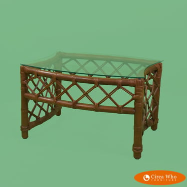 Single Fretwork Rattan Small side Table