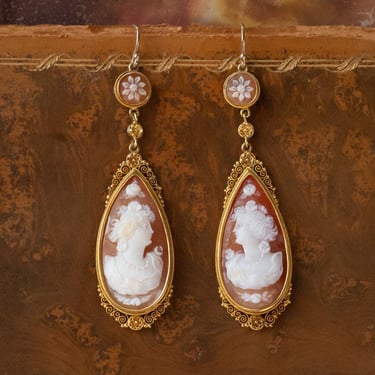 Antique Canatille Cameo Earrings