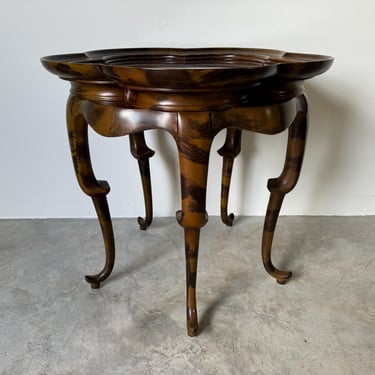 Vintage Henredon Faux- Tortoise Shell End  Table With Scalloped Top 