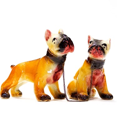 VINTAGE: Ceramic Chained Dog Figurine - Handcrafted - Hand Painted - SKU 23-D-00013306 