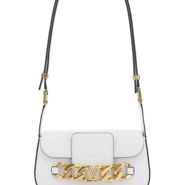 Valentino Garavani Women White Leather Small Vlogo Chain Crossbody Bag